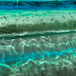 現品販売　ブルーウォーター　ホヌの泳ぐ海　ガラス　モニタースタンド キーボードラック 2枚目の画像