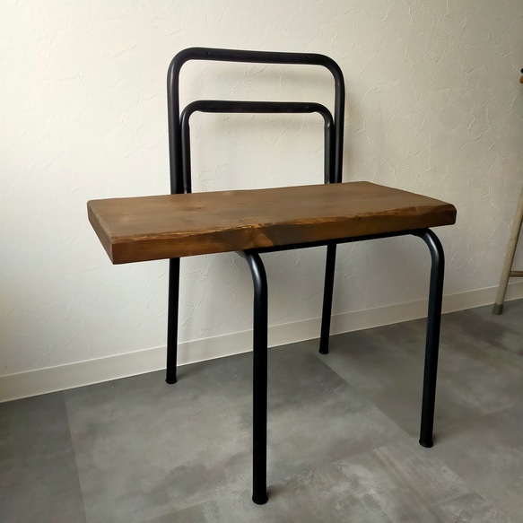 school chair ×solo seat【dark brown】（学校椅子×アップサイクル） 8枚目の画像