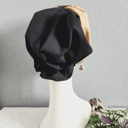 専用【ブラック×キャメル　ツィード　2点】帽子にもなるヘアターバン 4枚目の画像