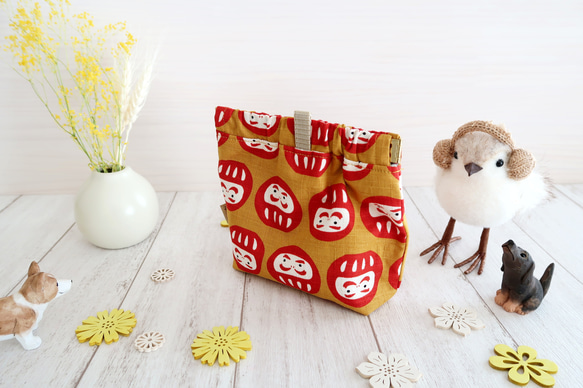 【完成品】❁犬のお散歩用❁　マナーポーチ　小型 / 中型犬用　【だるま柄】 人気・おすすめ｜安定人気・収納便利におすすめ 丁寧対応 配送追跡可 人気ランキング上位