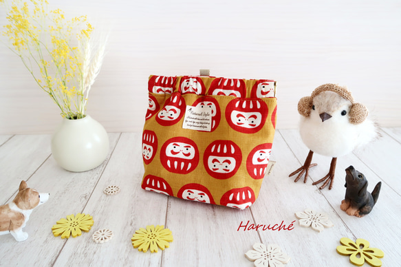 【完成品】❁犬のお散歩用❁　マナーポーチ　小型 / 中型犬用　【だるま柄】 人気・おすすめ｜安定人気・収納便利におすすめ 丁寧対応 配送追跡可 人気ランキング上位