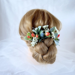桜　パール　ウエディング　ブライダル　ヘッドドレス　造花　カラードレス　振袖　和装　成人式　髪飾り　かすみ草　色打掛2 16枚目の画像