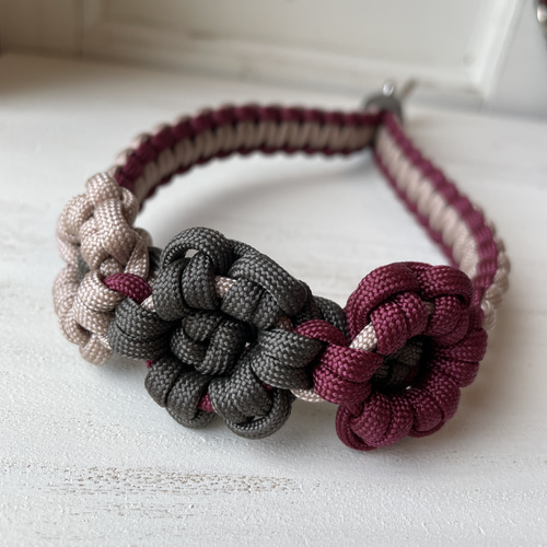 パラコード　60m ハンドメイド　黒　グレー　ピンク　ストラップ　首輪　リード パラコード ハンドメイド 60m ピンク グレー 黒 リード