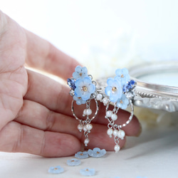 【克里瑪限定！春季福袋]《禮盒B》睡蓮（淺藍色）淡水珍珠長項鍊+耳環/耳環 第10張的照片