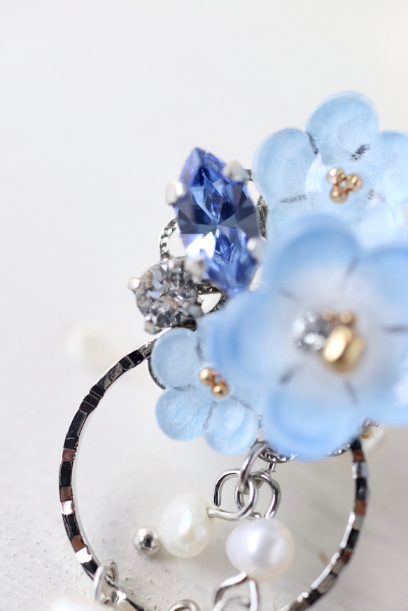 【克里瑪限定！春季福袋]《禮盒B》睡蓮（淺藍色）淡水珍珠長項鍊+耳環/耳環 第9張的照片