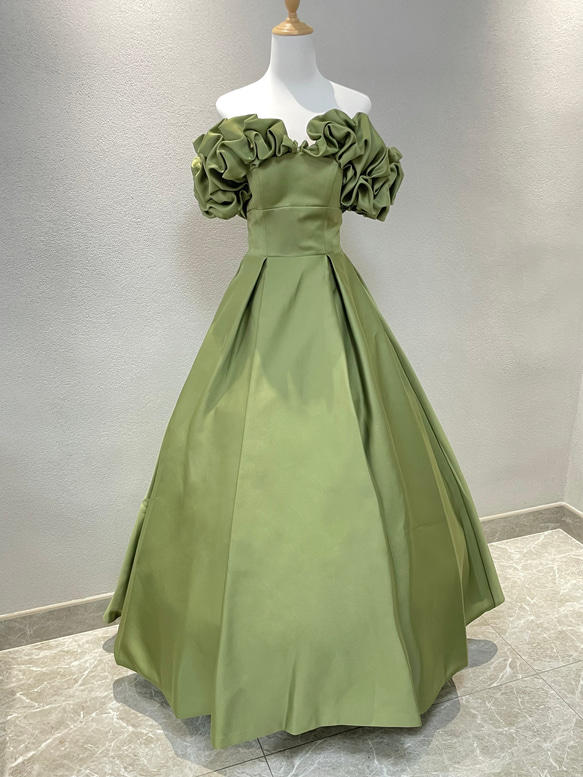 エレガント！胸フリル オフショルダー ビスチェドレス 編み上げ  