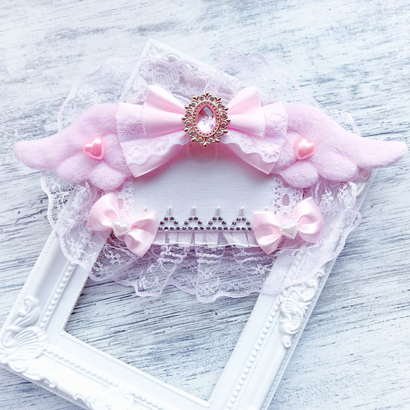 デコ名札ケース♡デコレースリボンデコピンクうさぎ垂れ耳ネーム