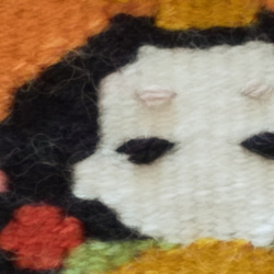 ウール手織りコースター（お雛様・蜜柑色） 3枚目の画像