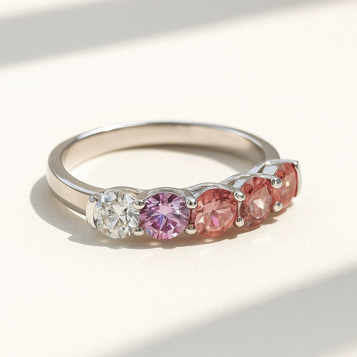 モアサナイト マルチカラーリング 4mm×5石｜12色から選べるカスタム