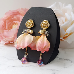 春天的顏色，甜粉色，洛可可風格大花朵耳環 | 耳環，玫瑰，經典洛麗塔花瓣 第2張的照片