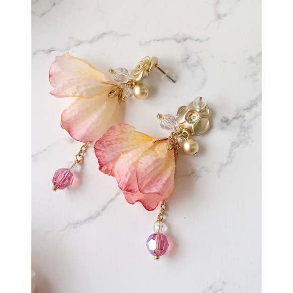 春天的顏色，甜粉色，洛可可風格大花朵耳環 | 耳環，玫瑰，經典洛麗塔花瓣 第5張的照片