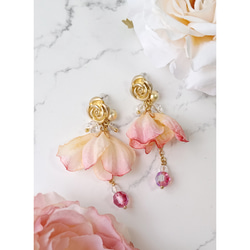 春天的顏色，甜粉色，洛可可風格大花朵耳環 | 耳環，玫瑰，經典洛麗塔花瓣 第4張的照片