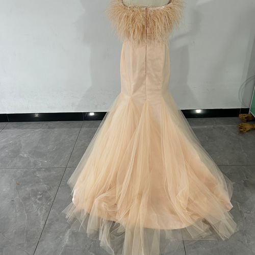 人気上昇！カラードレス ピンク マーメイドライン パーティードレス  