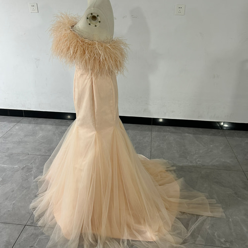 人気上昇！カラードレス ピンク マーメイドライン パーティードレス  