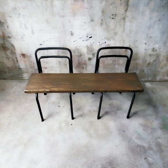 school chair ×bench seat【dark brown】（学校椅子×アップサイクル） 2枚目の画像
