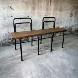 school chair ×bench seat【dark brown】（学校椅子×アップサイクル） 3枚目の画像