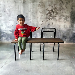 school chair ×bench seat【dark brown】（学校椅子×アップサイクル） 5枚目の画像