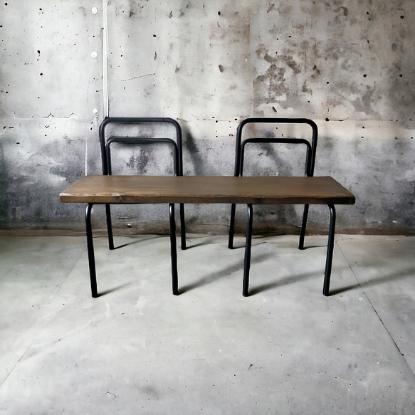 school chair ×bench seat【dark brown】（学校椅子×アップサイクル） 4枚目の画像