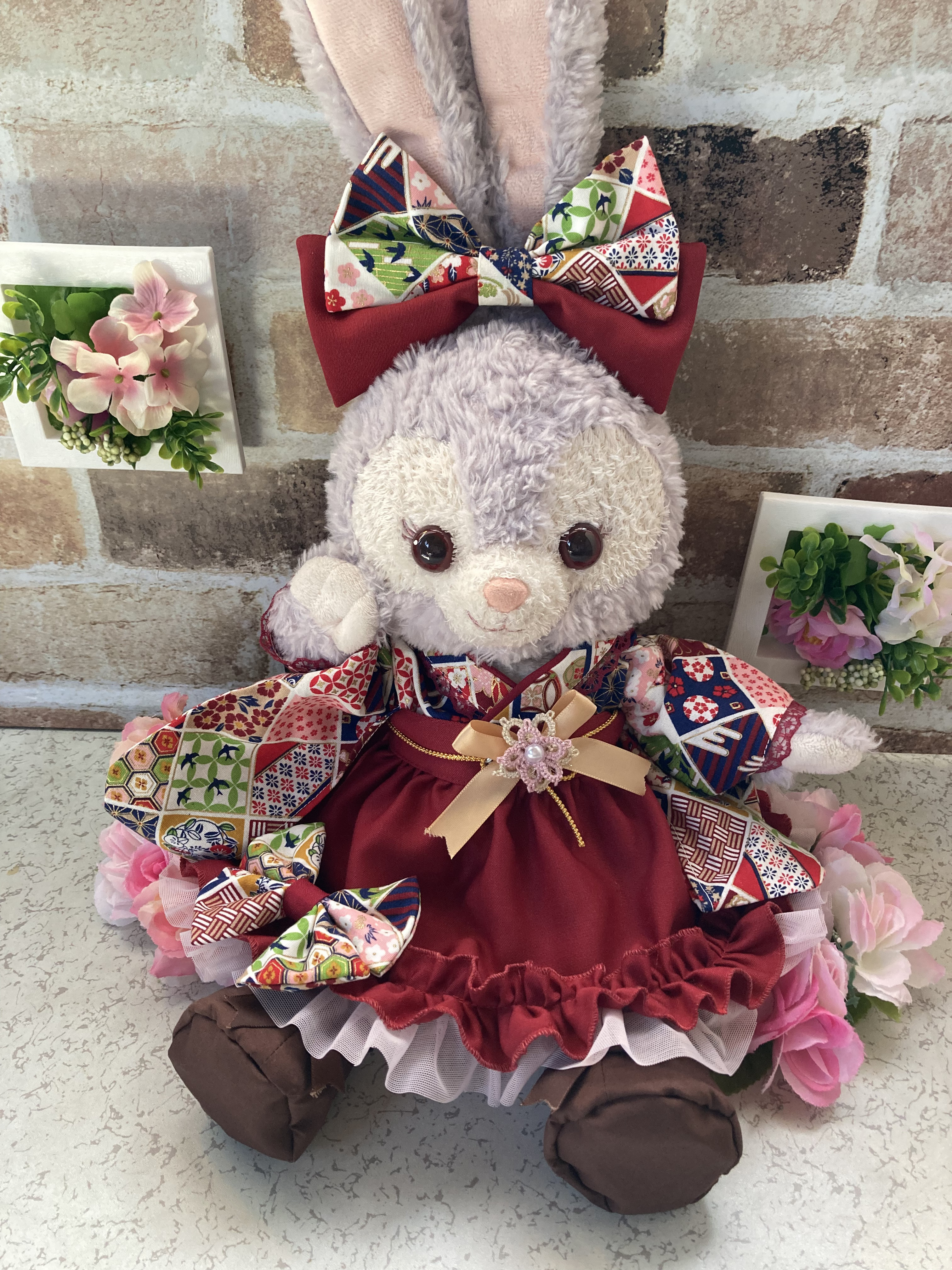 リーナベルＳ　クリーム花柄　モダン浴衣ドレス6点コスチューム　ステラルーも出品中 リーナベルS オレンジ花柄 和着物ドレス6点コスチューム