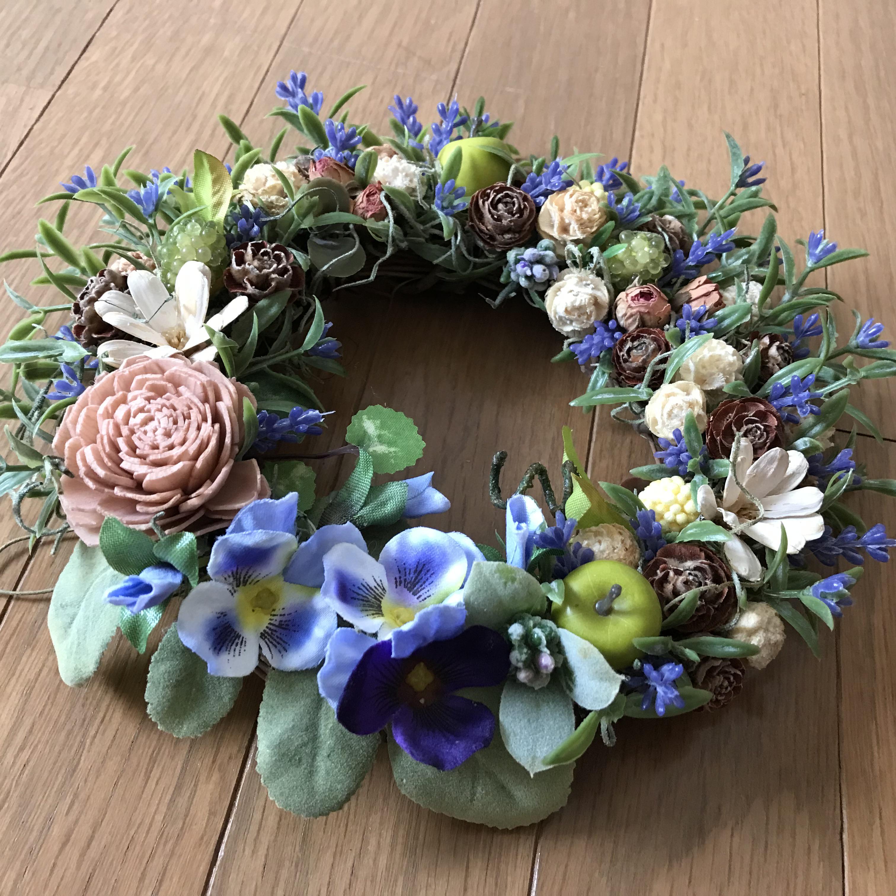 《新作》☆スモーキーブルーの可愛いラベンダーリース（一点限定）