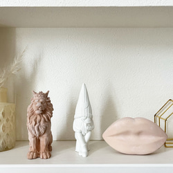 インテリア雑貨 セメントオブジェ ライオン グレー ホワイト 置物