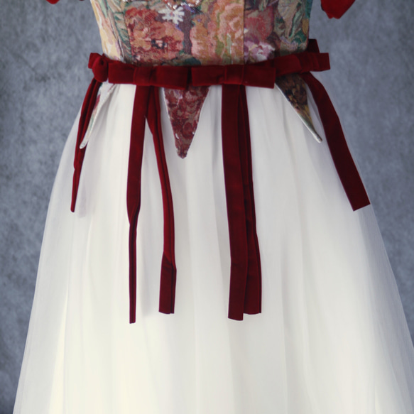送料無料！パーティードレス 可愛い キャミソール  ボルドー色 前撮り プリンセスラインフレアスカート 7枚目の画像