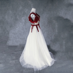 送料無料！パーティードレス 可愛い キャミソール  ボルドー色 前撮り プリンセスラインフレアスカート 5枚目の画像