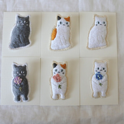 もらってください。　猫　刺繍　ブローチ　ぐれーにゃん 11枚目の画像