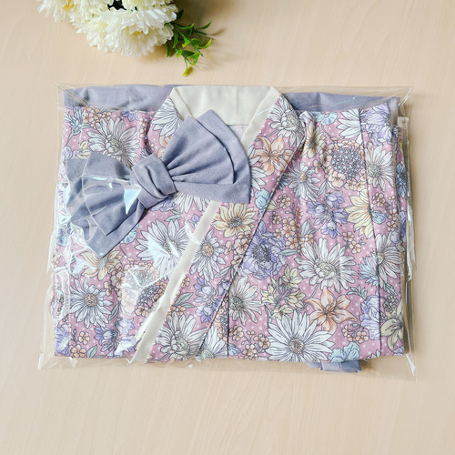 送料無料【80 】ベビー袴 チューリップ✖︎くすみピンクの袴 ベビー服