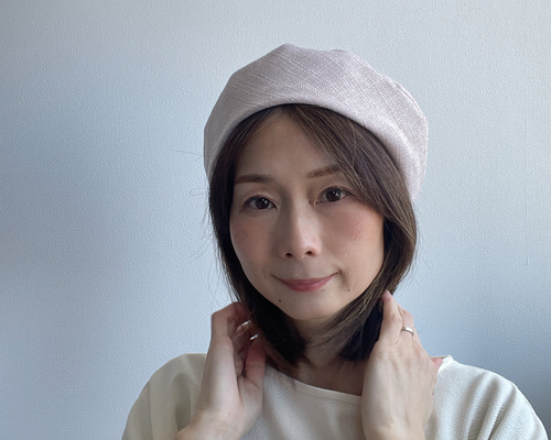 58cmサニーサークルベレー ピンク ラメ ツイード ベレー帽 大人可愛い