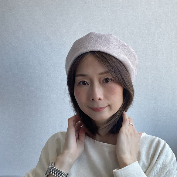 58cmサニーサークルベレー ピンク ラメ ツイード ベレー帽 大人可愛い