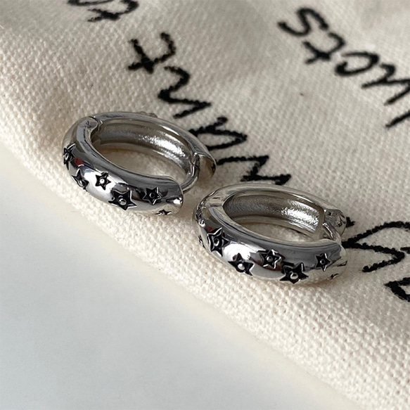 ヴィンテージ イタリア製 925 シルバー 切り替え デザイン フープ ピアス vintageシルバーデザインフープピアスsilver925 | CHAINON