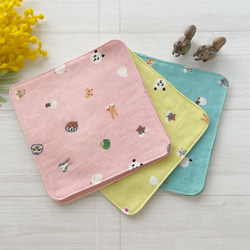 HAyU fabric ～RABBIT～ 綿100%ダブルガーゼ刺繍ハンカチ ハンカチ