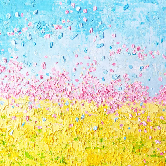 油絵　桜の野の原 4枚目の画像