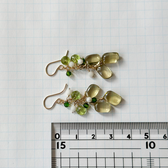 14kgf*橄欖石英和橄欖石鮮綠色耳環/耳環* 第6張的照片
