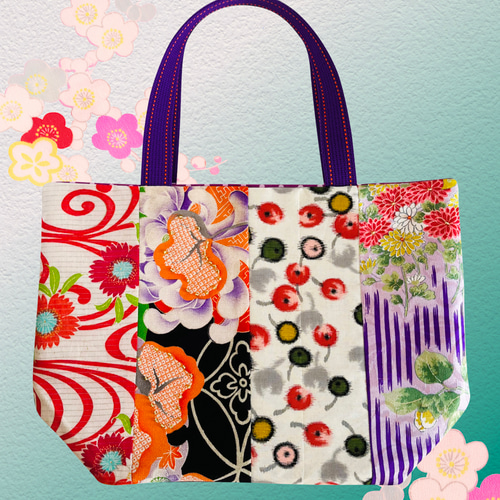 アンティーク着物パッチワークバッグ藍流 トートバッグ wonderwonder