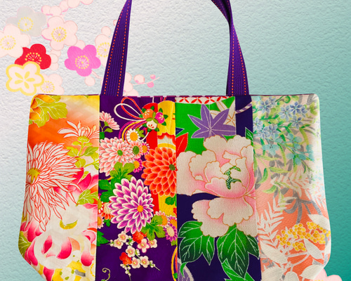 アンティーク着物パッチワークバッグ藍流 トートバッグ wonderwonder