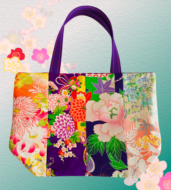アンティーク着物パッチワークバッグ藍流 トートバッグ wonderwonder