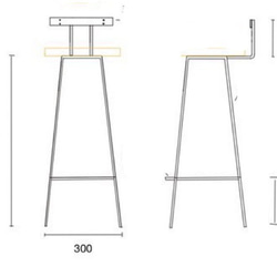 天然木　杉のアイアン　ハイスツール　カウンターチェアー 8枚目の画像