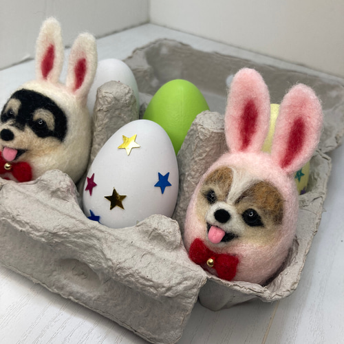 羊毛フェルト犬 うちのこイースター 羊毛フェルトイースター 羊毛 