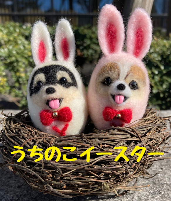 羊毛フェルト犬 うちのこイースター 羊毛フェルトイースター 羊毛 