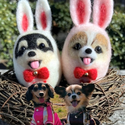 羊毛フェルト犬 うちのこイースター 羊毛フェルトイースター 羊毛 