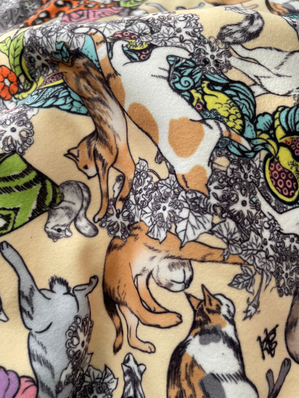 お宅の猫ちゃん柄 フリース膝掛けブランケット 70×100cm（ベージュ