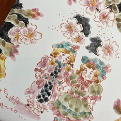 【桜ハンドメイド2024】スペインタイルアート ～アトリエターコの「ドールとさくら」～《送料無料》 2枚目の画像