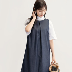 色落ちしない岡山デニムで ずっときれいに 前後2WAY ワンピース 濃紺●ANGE-NAVY● 3枚目の画像