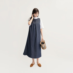 色落ちしない岡山デニムで ずっときれいに 前後2WAY ワンピース 濃紺●ANGE-NAVY● 4枚目の画像