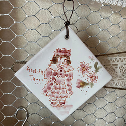 【桜ハンドメイド2024】スペインタイルアート ～アトリエターコの「ドールとさくら」のミニ壁掛け～ 8枚目の画像