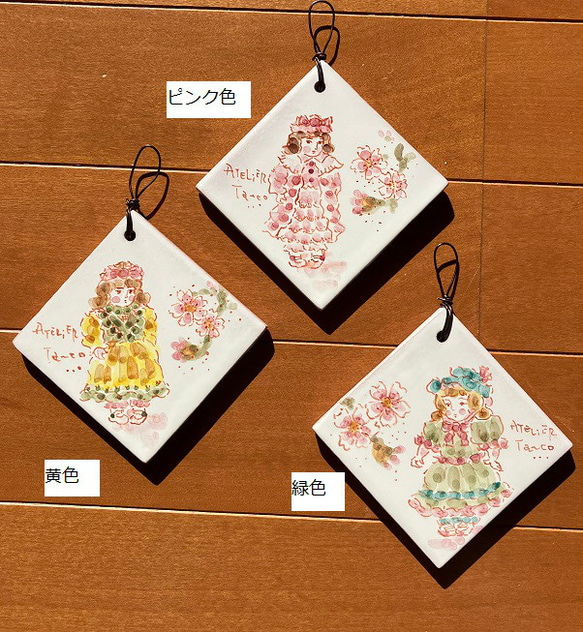 【桜ハンドメイド2024】スペインタイルアート ～アトリエターコの「ドールとさくら」のミニ壁掛け～ 2枚目の画像