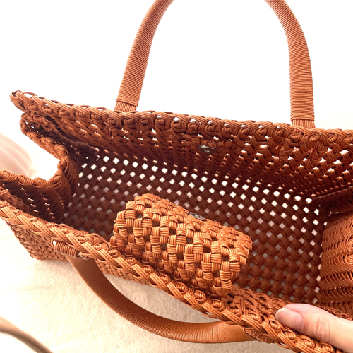 土日発送】クラフトバンド ハンドバッグ カゴバッグ ［パステルまろん