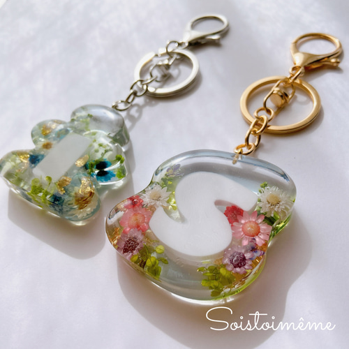 桔梗 イニシャルキーホルダー 16点 ハンドメイド お花チャーム